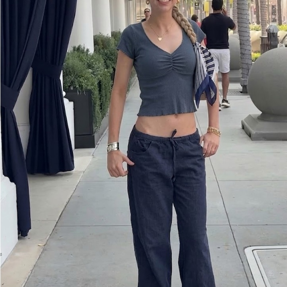 Brandy Melville Gray Ruched Top